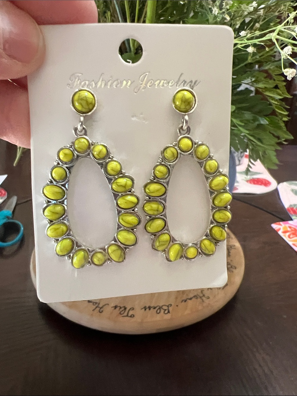 New Fashion Jewelry Lime Green Teardrop Dangle Earrings
